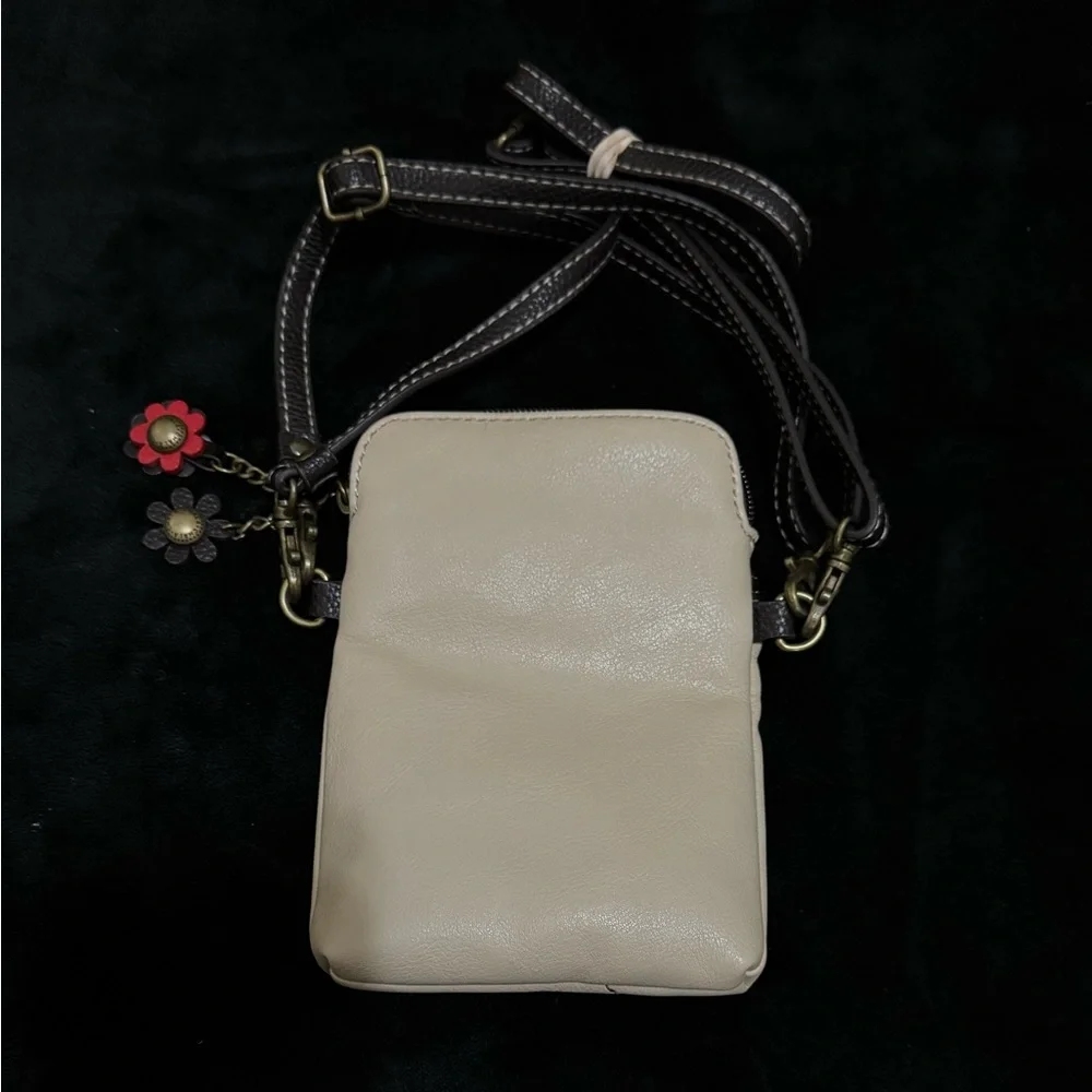 CHALA BUTTERFLY TAN  CELL PHONE CROSSBODY PURSE ADJUSTABLE STRAP - Picture 2 of 5